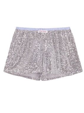 HANDOVER Silver Sequin Boxer Mini Shorts